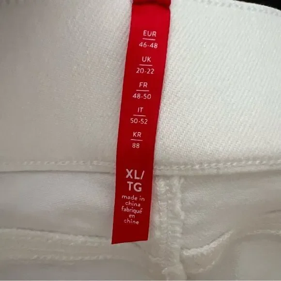 Spanx Jeans Womens XL White Skinny Leg Legging Pull On Distressed Raw Hem Denim - Picture 12 of 16